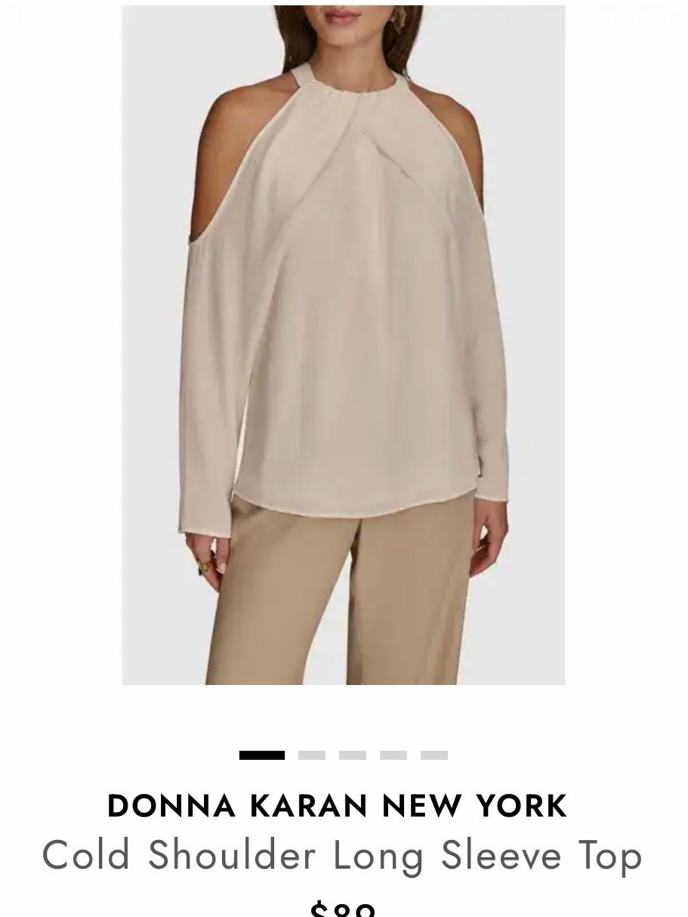 Donna Karan New York White Chiffon Cold Shoulder Halter Blouse Top S MSRP $89